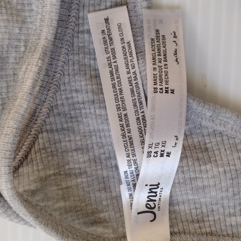 Jenni Thong Panty‎ Women XL Gray Heather Ribbed Knit Underwear one piece comfy - Picture 5 of 7